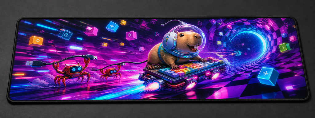 Glitch Capybara Brainrot XL Gaming Desk Mat – 31.5 × 11.8 in - product view 2