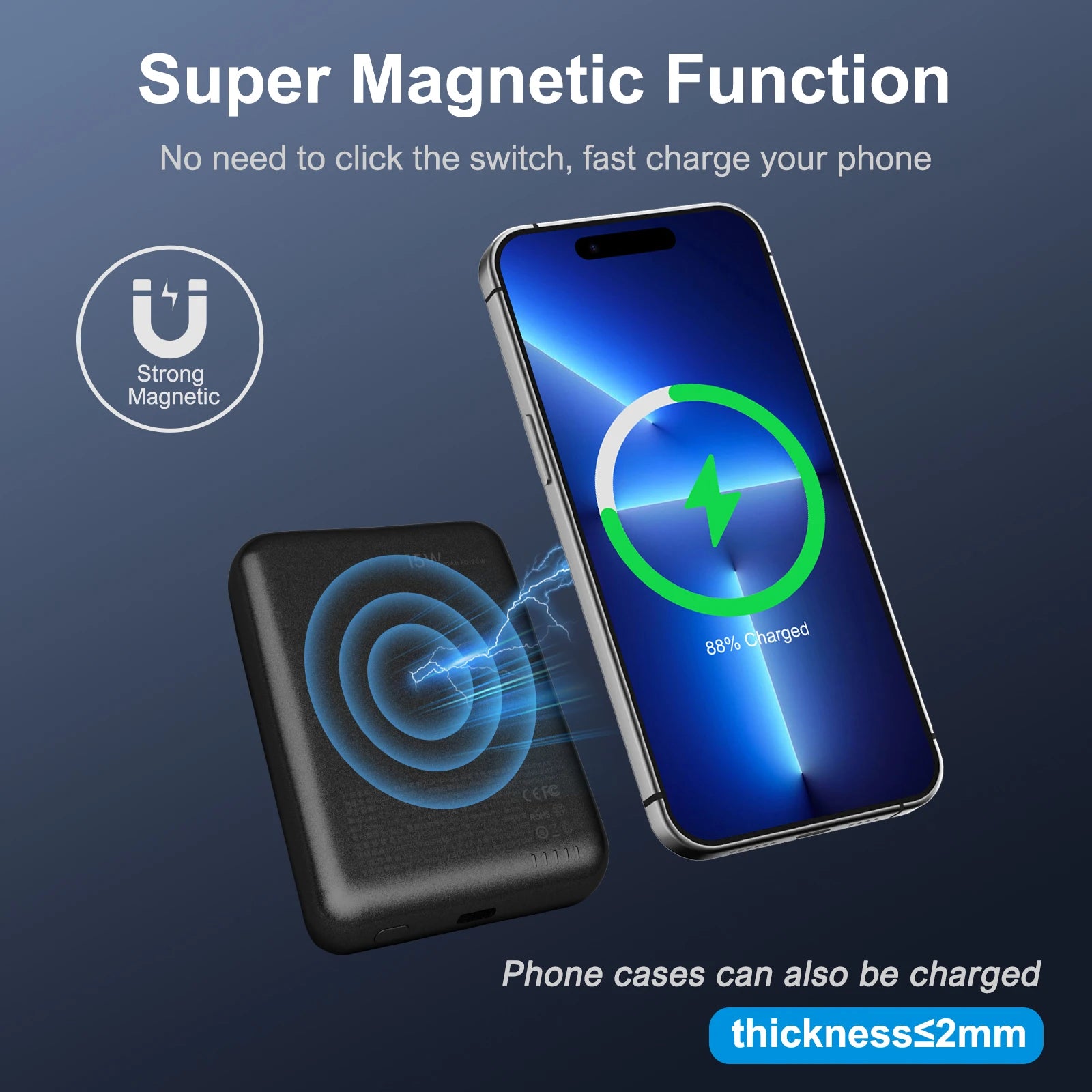 MagLock Mini 5000mAh Magnetic Wireless Power Bank - product view 4