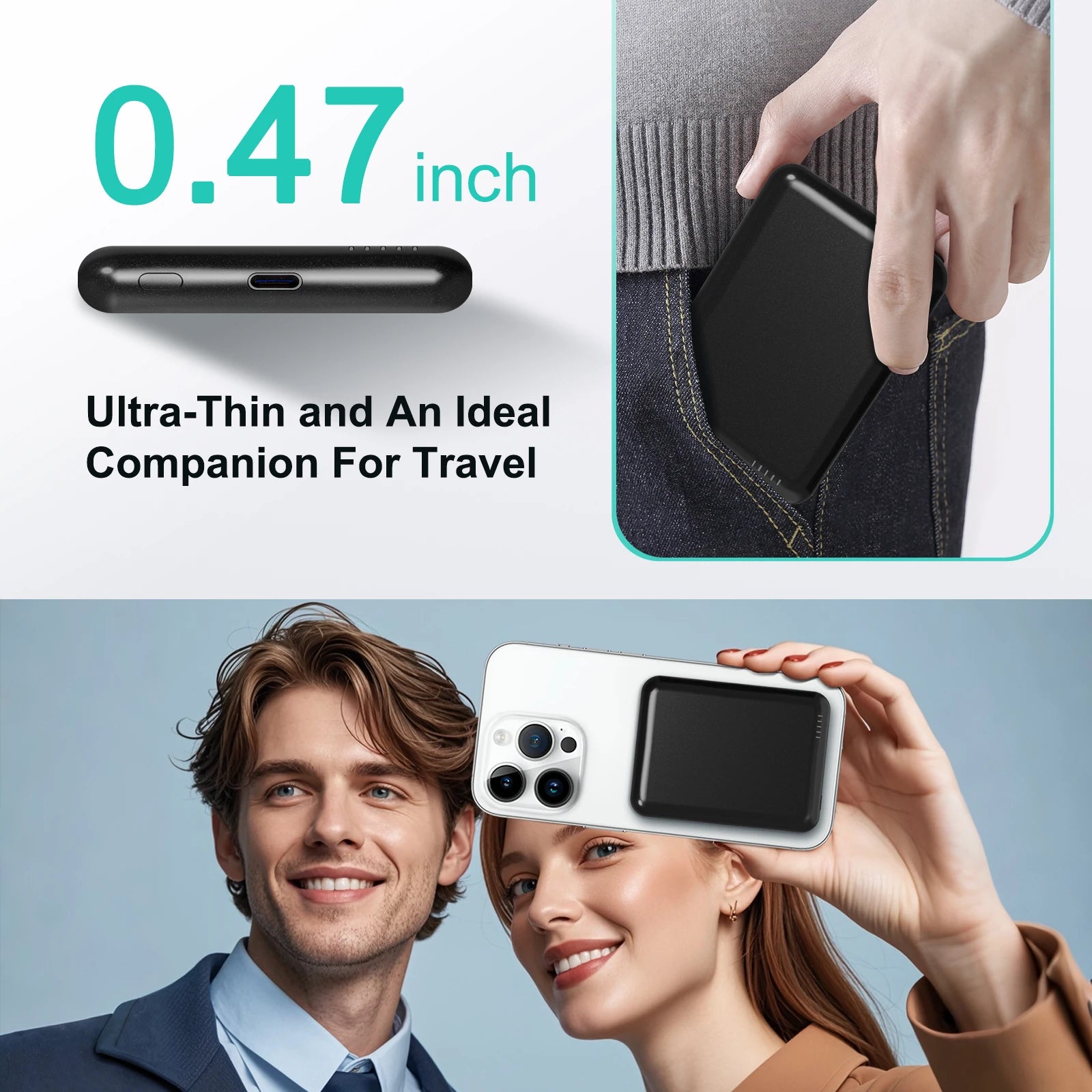 MagLock Mini 5000mAh Magnetic Wireless Power Bank - product view 6