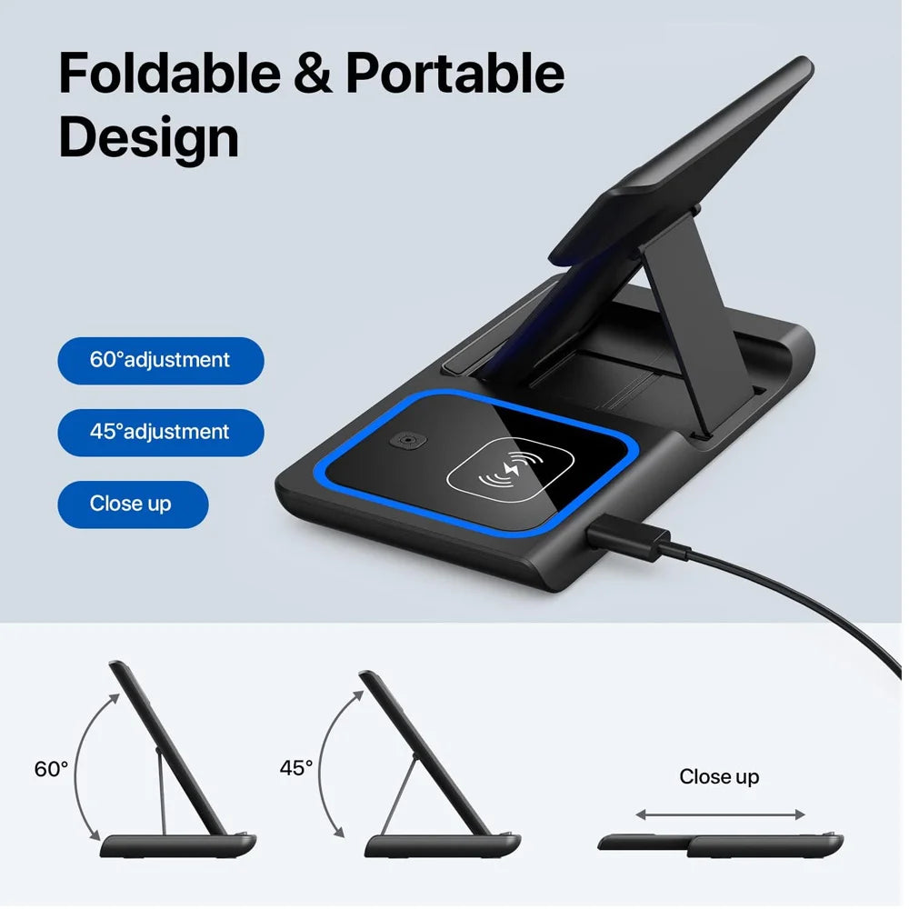 TriCharge Fold 3-in-1 Wireless Charging Station 15W - product view 4