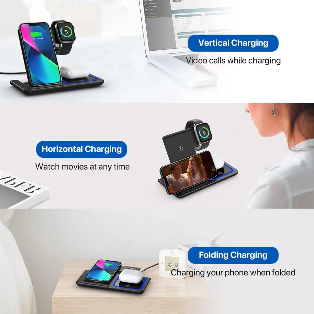 TriCharge Fold 3-in-1 Wireless Charging Station 15W - product view 5