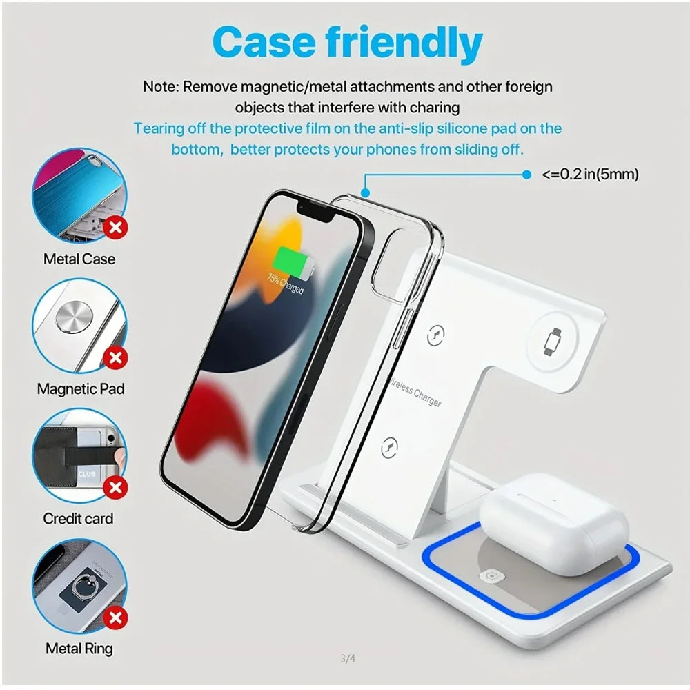TriCharge Fold 3-in-1 Wireless Charging Station 15W - product view 6